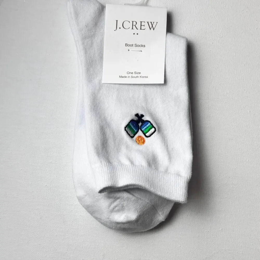 J.Crew Women's Pickleball White Graphic Crew Style Socks  NWT